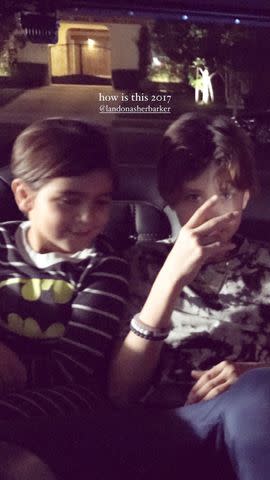 <p>Kourtney Kardashian Instagram</p> The Hulu star finally shared a photo of Landon with son Mason in 2017