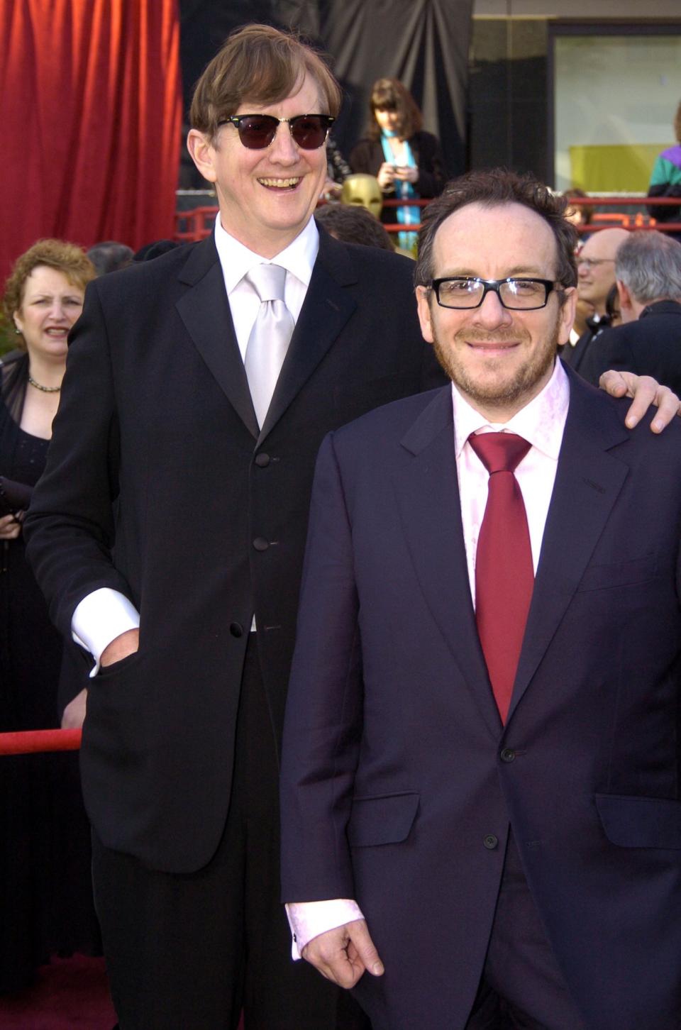 T Bone Burnett and Elvis Costello at the 76th Annual Academy Awards at the Kodak Theatre in Hollywood. (Photo by Jeff Kravitz/FilmMagic, Inc)