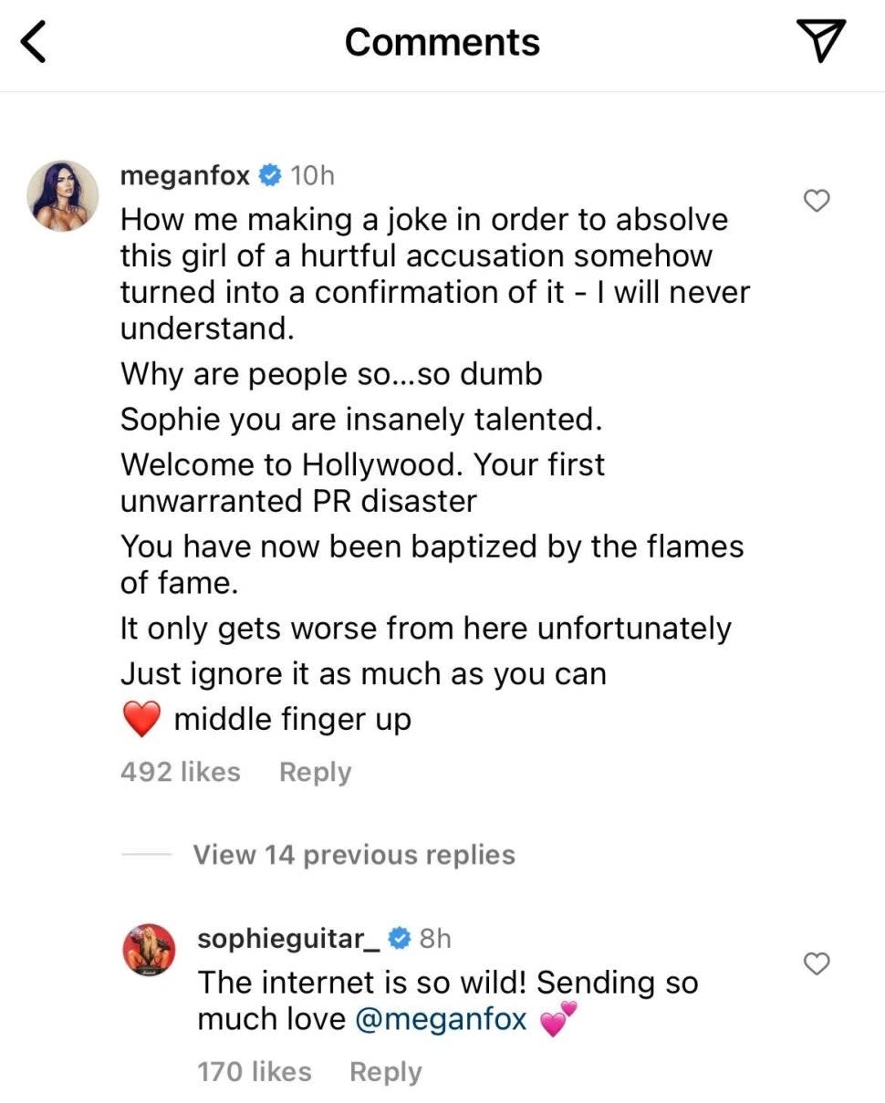 Megan Fox Supports Sophie Lloyd Following MGK Cheating Rumors 