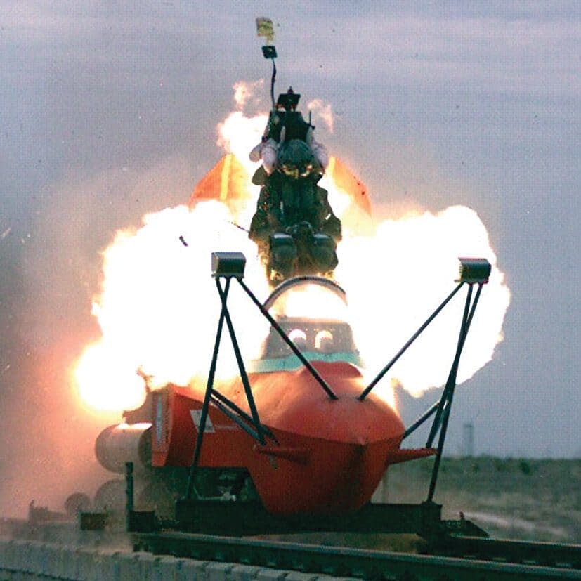 Martin-Baker tests its ejector seats by firing them while running down a rocket-powered test track - Martin-Baker