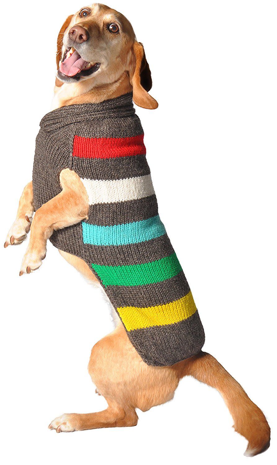 Chilly Dog Charcoal Striped Wool Dog Sweater