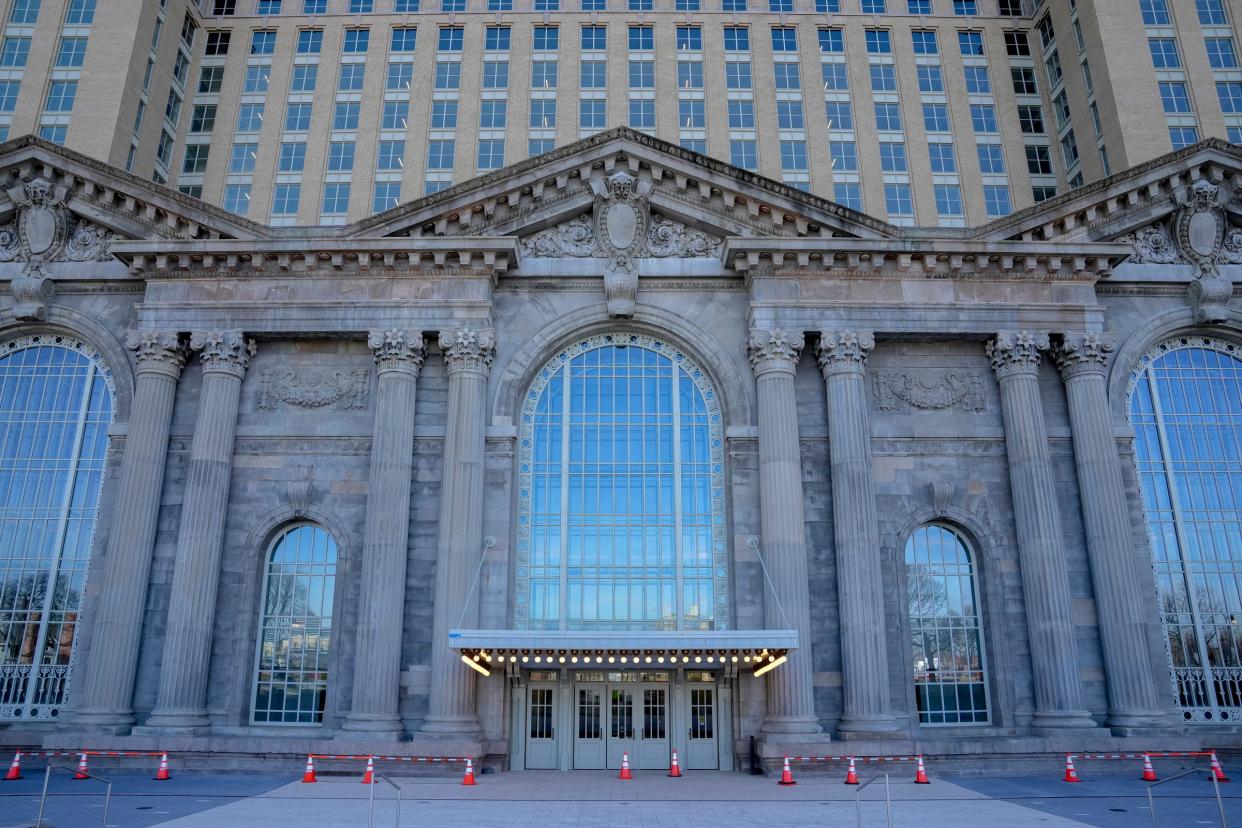 An exterior view of the Michigan Central Station in Detroit on Dec. 14, 2023.