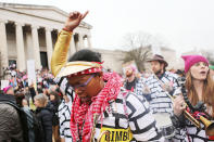 <p>Protesters attend the Women’s March on Washington on January 21, 2017 in Washington, DC. (Mario Tama/Getty Images) </p>