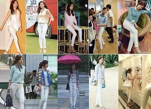 Kim Ha-neul's white jean fashion growing largely popular