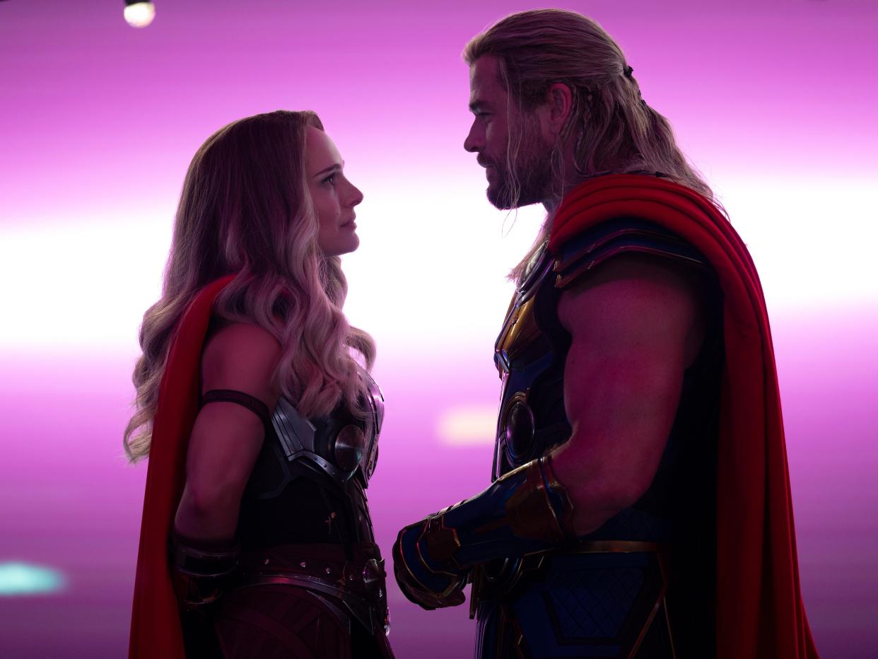 Natalie Portman and Chris Hemsworth in "Thor: Love and Thunder."