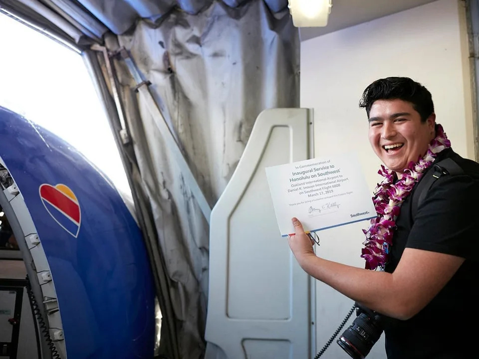 Passenger boards first Southwest flight to Hawaii