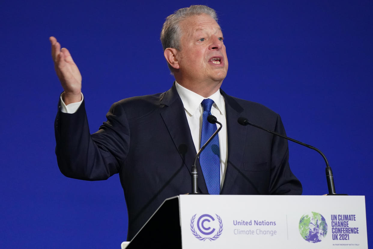 Al Gore speaking at the U.N. climate summit in Glasgow, Scotland