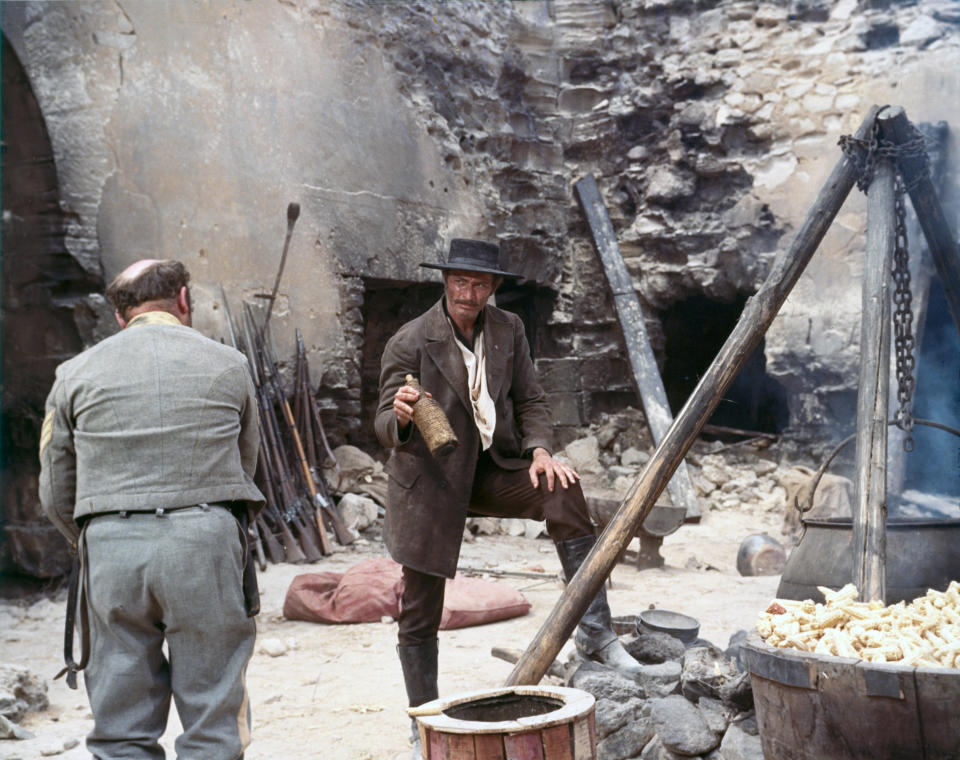 American actor Lee Van Cleef on the set of The Good, The Bad and The Ugly (Il buono, il brutto, il cattivo), written and directed by Italian Sergio Leone. (Photo by United Artists/Sunset Boulevard/Corbis via Getty Images)