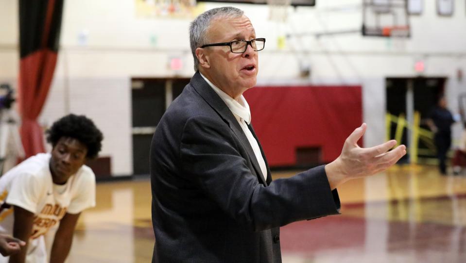 Mount Vernon boys basketball coach Bob Cimmino become the winningest coach in Section 1 history with an 86-40 victory over Arlington.