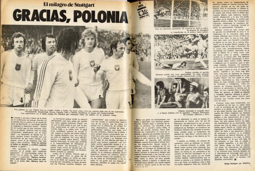 La repercusión en Argentina de la victoria polaca contra Italia en el mundial 74