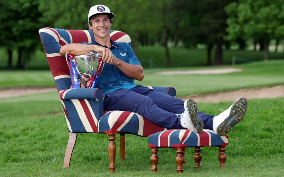 Thorbjorn Olesen with his trophy - ACTION IMAGES