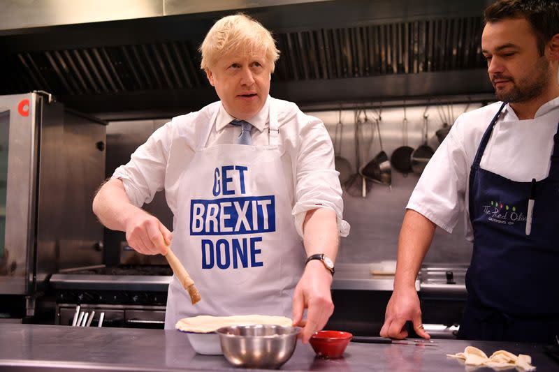 Britain's Prime Minister Boris Johnson campaigns in Derby