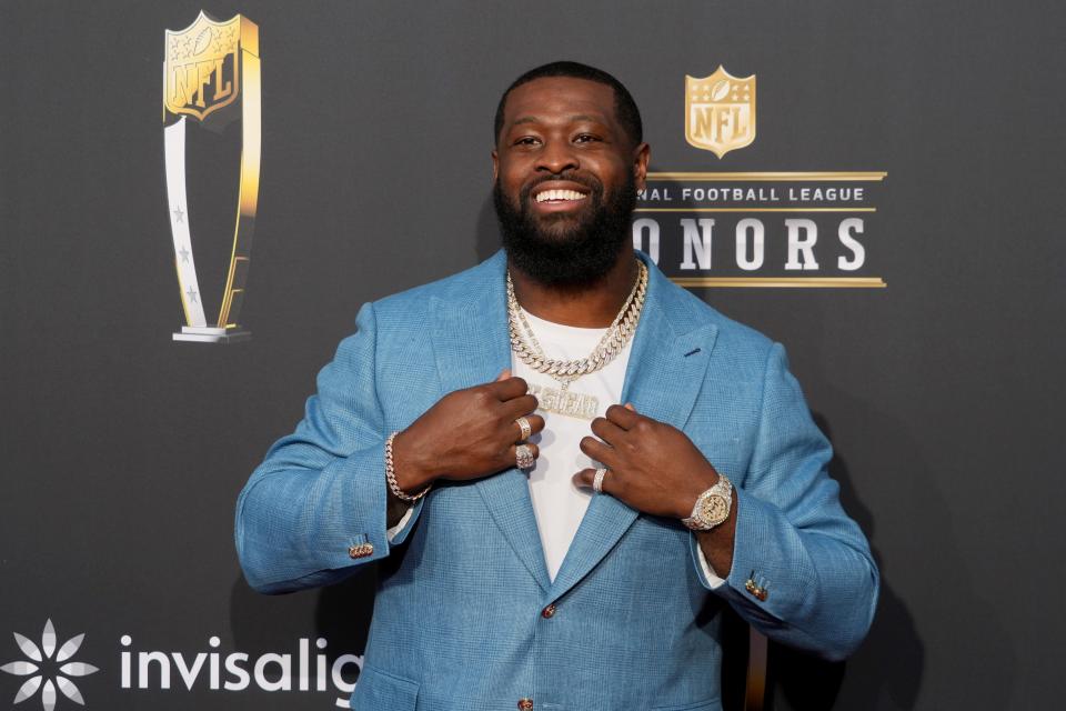 Dolphins left tackle Terron Armstead on the red carpet before the NFL Honors show in Las Vegas.