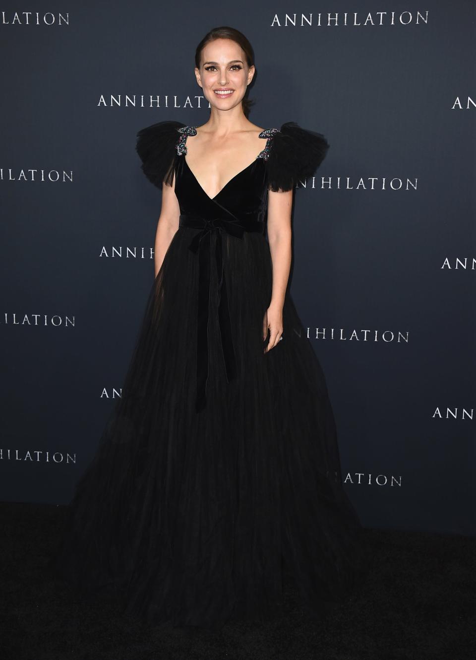 Natalie Portman arrives at the Los Angeles premiere of "Annihilation" on February 13, 2018.