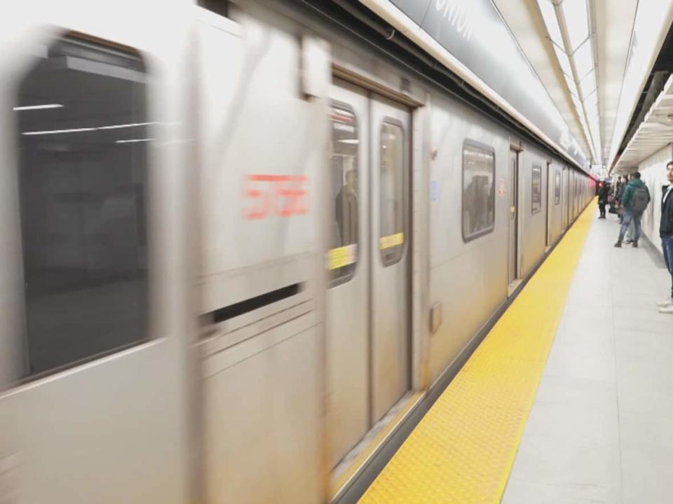 A view of a TTC subway train. Toronto police say they responded to a call reporting unknown trouble at the York University subway station around noon Thursday. (Laura Pederson/CBC - image credit)