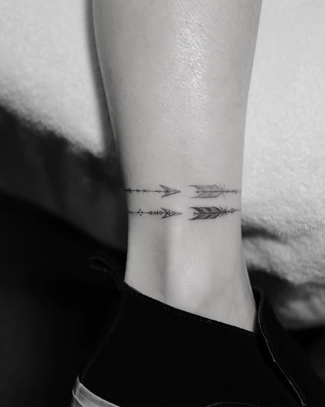 8) This Sagittarius Ankle Tattoo