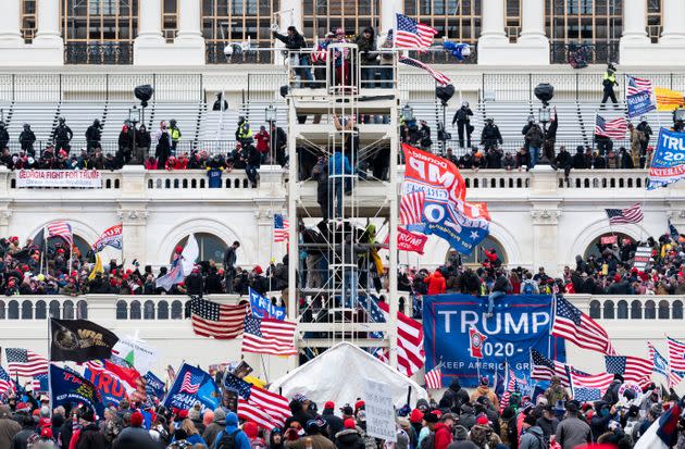 Trump supporters occupy the West Front of the U.S. Capitol and the inauguration stands on Jan. 6, 2021.