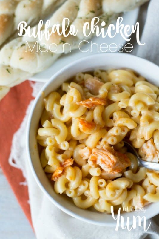 <p>Eat It and Say Yum</p><p>Add some buffalo chicken to a comfort classic and there's no denying we all need to help ourselves to a second plate, or even a third. </p><p><strong>Get the recipe: <a href="http://eatitandsayyum.com/buffalo-chicken-mac-n-cheese/" rel="nofollow noopener" target="_blank" data-ylk="slk:Buffalo Chicken Mac n Cheese;elm:context_link;itc:0;sec:content-canvas" class="link rapid-noclick-resp">Buffalo Chicken Mac n Cheese</a></strong></p>