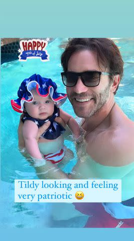 <p>Kaley Cuoco Instagram</p> Tom Pelphrey Celebrates First Fourth of July with Baby Matilda