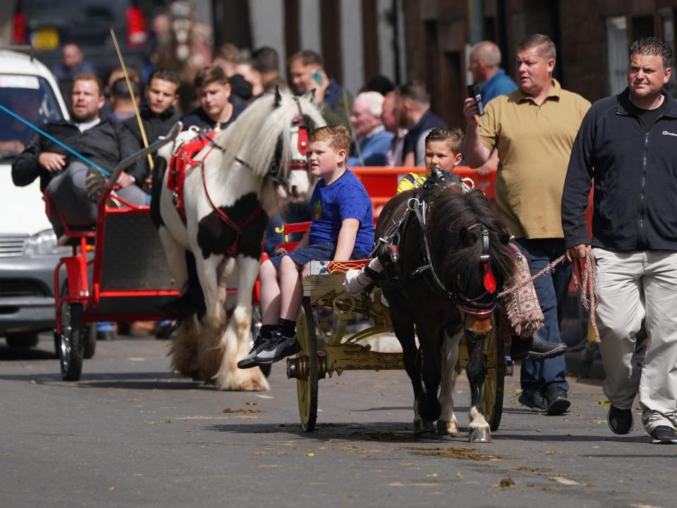 Travellers on Day 2 of the Appleby Horse Fair, the annual gathering of gypsies and travellers.