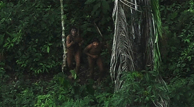 An uncontacted Amazon tribe is photographed from a plane flying overhead. Photo: REUTERS/Lunae Parracho