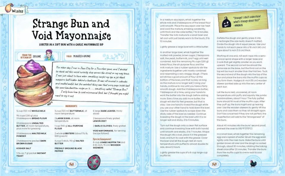 The recipe for the Strange Bun and Void Mayonnaise from the official stardew valley cookbook