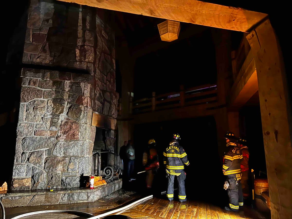 Fire crew spent time cleaning up the scene after the blaze was extinguished (Clackamas Fire Department)