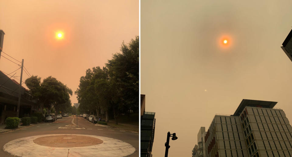 The red sun above Redfern on Thursday. Source: Supplied