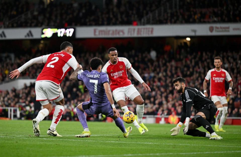 Luis Diaz forced the ball in off the hand of Gabriel (Getty Images)