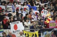 Figure Skating - ISU Grand Prix Rostelecom Cup 2017 - Men's Free Skating - Moscow, Russia - October 21, 2017 - Supporters of Yuzuru Hanyu of Japan react. REUTERS/Alexander Fedorov