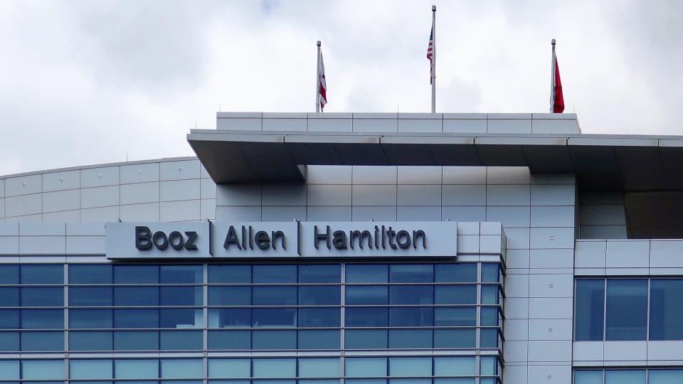 WASHINGTON, DC - APRIL 21, 2019: BOOZ ALLEN HAMILTON - Sign on building exterior - Image.