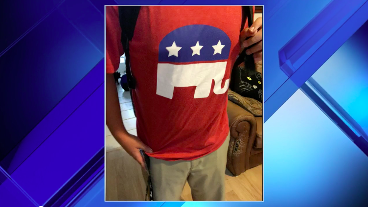 A middle school student in Jacksonville, Fla., was told to turn his shirt with a GOP logo inside out. (Photo: News4JAX)