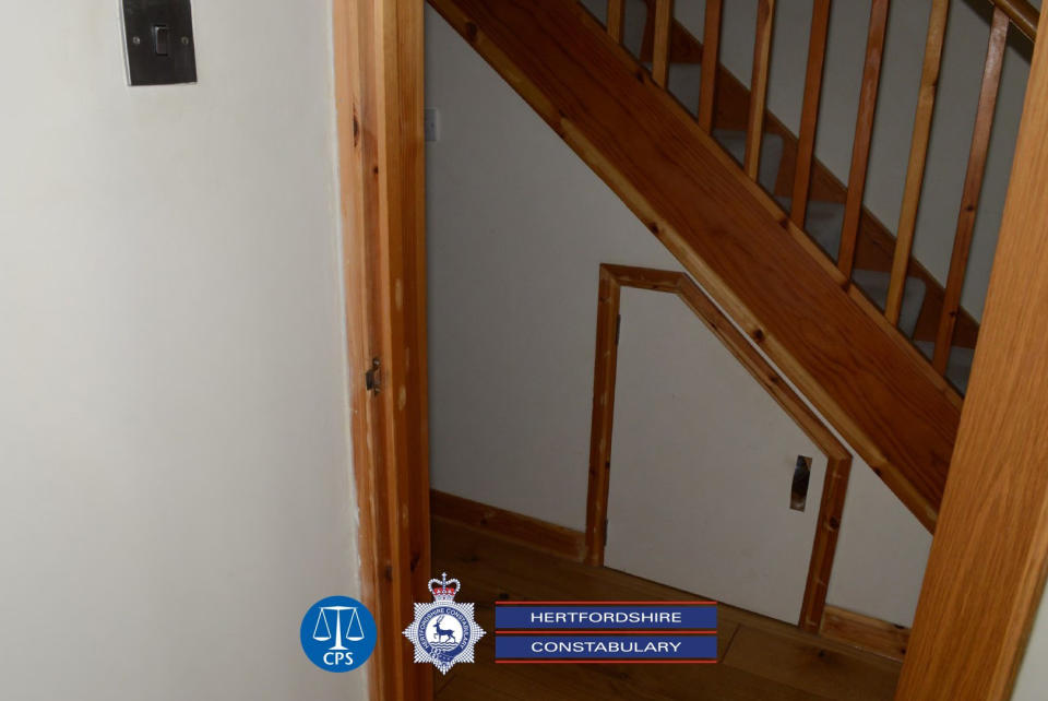 Undated handout photo issued by Hertfordshire Constabulary of the cupboard beneath the stairs home of Pc David Carrick. The serving Metropolitan Police officer has admitted 49 offences, including 24 counts of rape, after carrying out sex attacks on a dozen women over an 18-year period. Issue date: Monday February 6, 2023. He pleaded guilty at Southwark Crown Court to four counts of rape, false imprisonment, and indecent assault, relating to a 40-year-old woman in 2003. In December at the Old Bailey, Carrick, who had served in the Army before joining the Met in 2001, admitted 43 charges against 11 other women, including 20 counts of rape, between March 2004 and September 2020. See PA story COURTS Carrick. Photo credit should read: Hertfordshire Constabulary/PA Wire NOTE TO EDITORS: This handout photo may only be used in for editorial reporting purposes for the contemporaneous illustration of events, things or the people in the image or facts mentioned in the caption. Reuse of the picture may require further permission from the copyright holder.