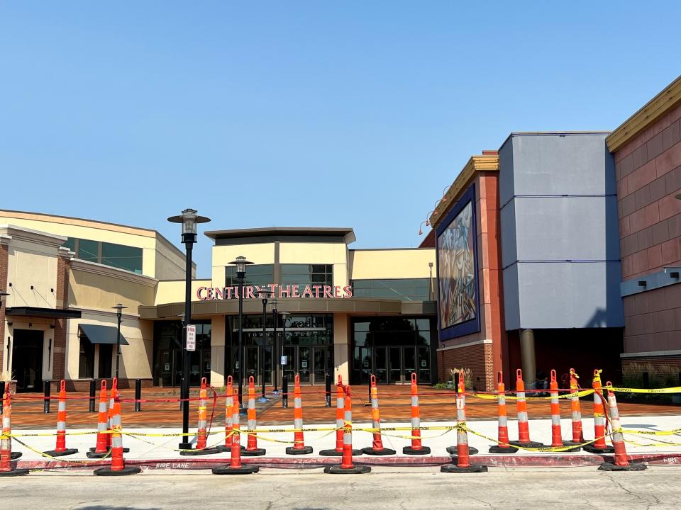 The Century Theatres entrance at Jordan Creek Town Center is under construction and getting ready to reopen.