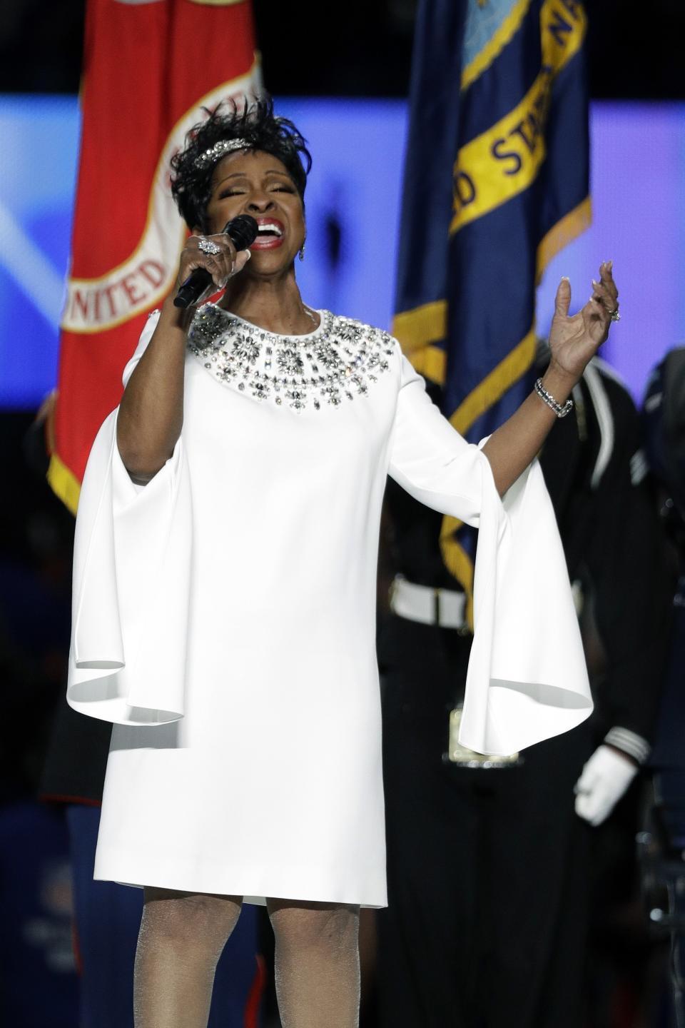 Gladys Knight singing the national anthem at Super Bowl LIII between the New England Patriots and the Los Angeles Rams in Atlanta on Sunday. (Photo: Associated Press)
