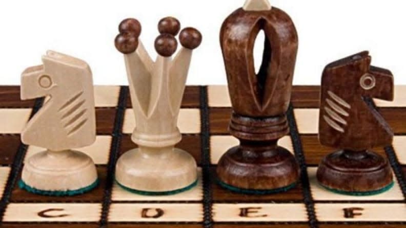 These hand-carved pieces add a layer of beauty to this chess set.