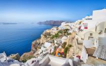 <p>Can't get enough of the Greek island's cliff-side, Cycladic charm? Santorini inspires interiors washed in bright white and dotted with fun, blue accents. Disclaimer: Terrace with infinity pool <a rel="nofollow noopener" href="http://www.travelandleisure.com/trip-ideas/island-vacations/best-santorini-sunset-photos" target="_blank" data-ylk="slk:overlooking the sunset;elm:context_link;itc:0;sec:content-canvas" class="link ">overlooking the sunset</a> not included. </p> <p><span>Learn How to Decorate Your Home Like a Santorini Hideaway</span></p>