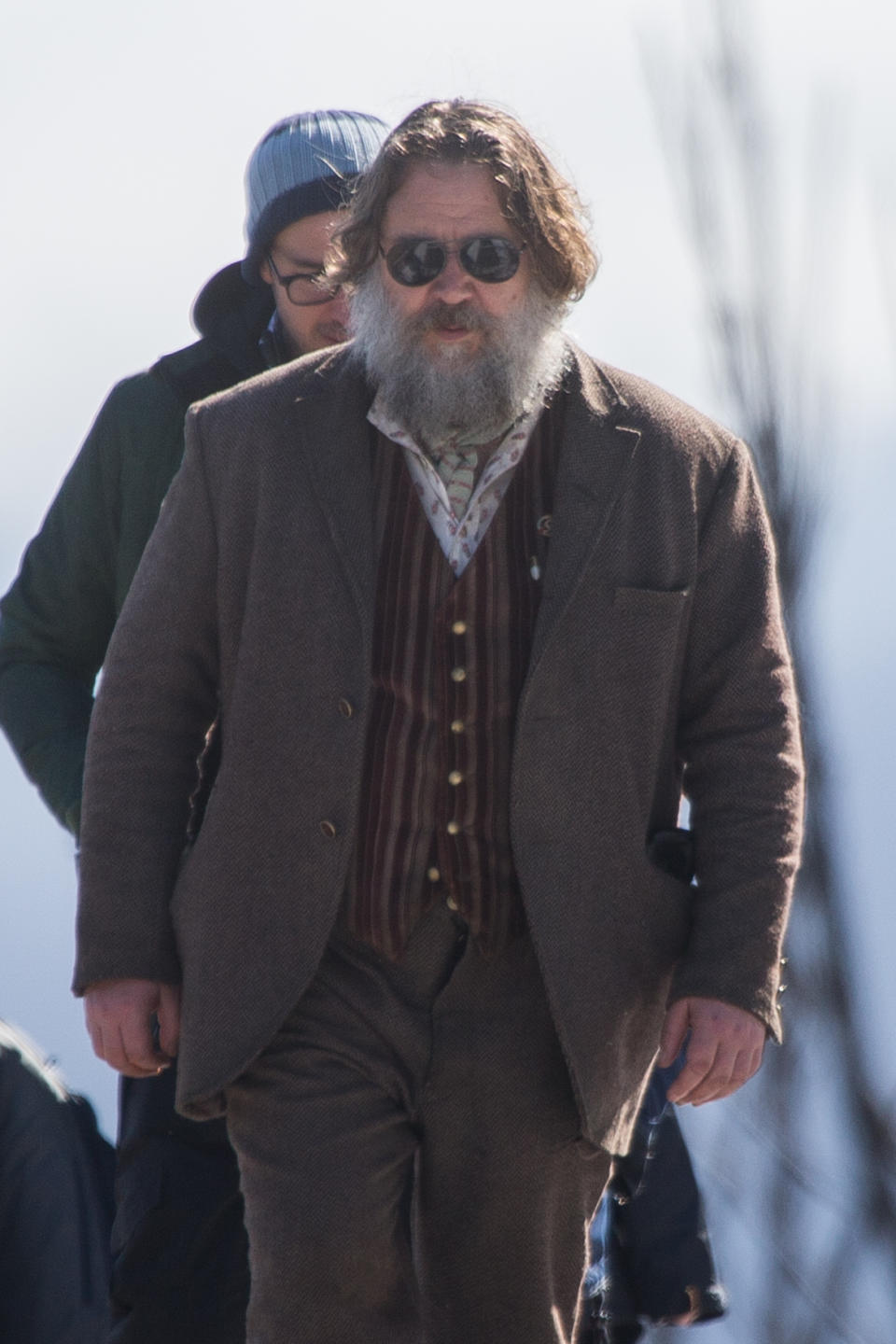 He sported a bushranger beard while on set in Victoria. Source: Splash