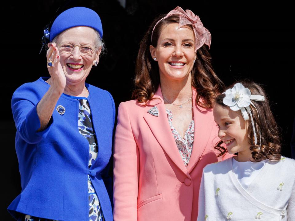 Queen Margrethe, Princess Marie, and her daughter Athena
