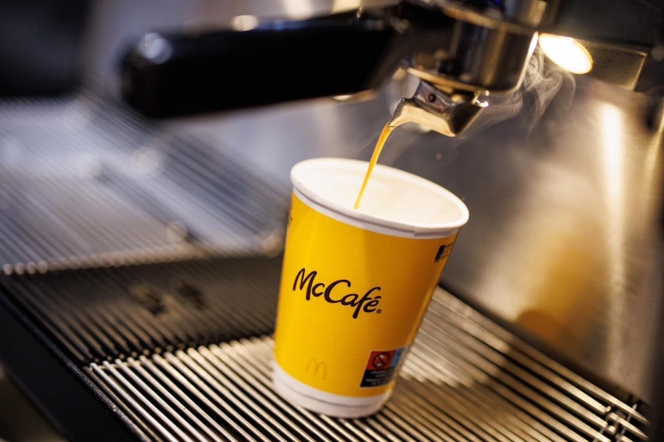 a hot mcdonald's coffee being poured