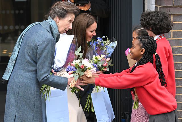 <p>Karwai Tang/WireImage</p> Princess Anne and Kate Middleton in April 2022