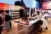 The newly-opened shop of Lancome on the Champs-Elysees avenue in Paris