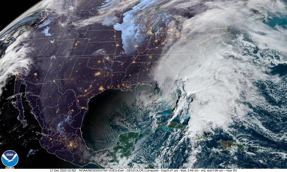 National Weather Service and NOAA satellite map from the morning of Dec. 17, 2023
