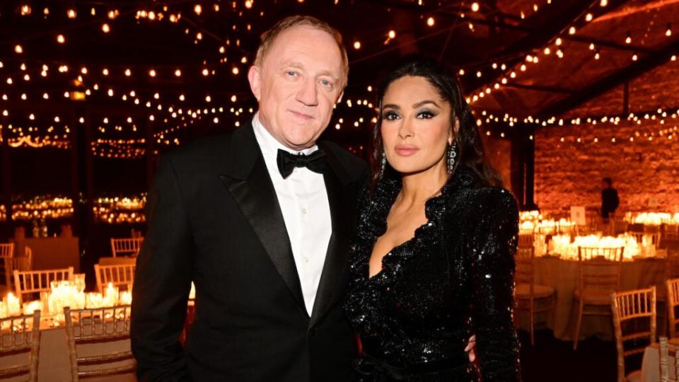 François-Henri Pinault and wife Salma Hayek at the Cannes Film Festival Official Dinner on May 21, 2023. (Anthony Ghnassia/Getty Images for Kering)