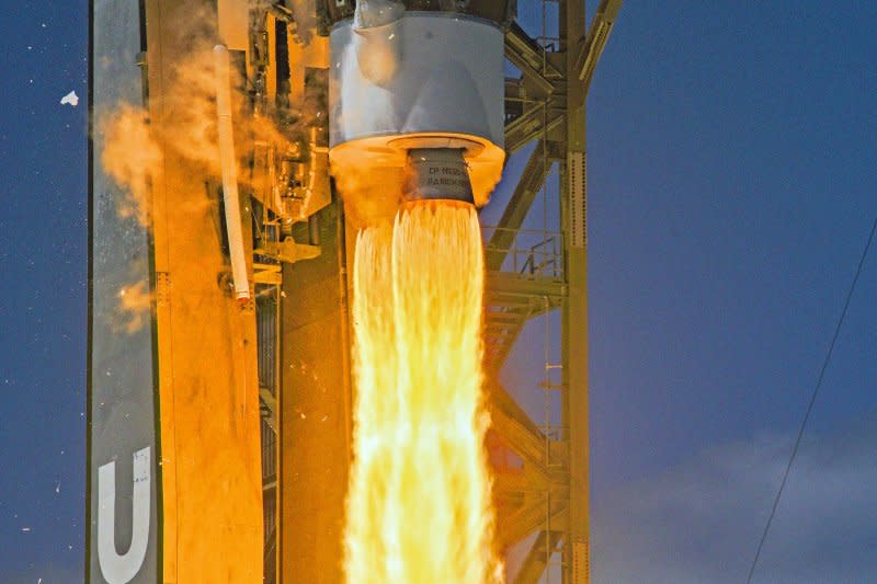 The fiery power of the United Launch Alliance Atlas V rocket was evident with Friday's afternoon launch from Florida. Photo by Joe Marino/UPI