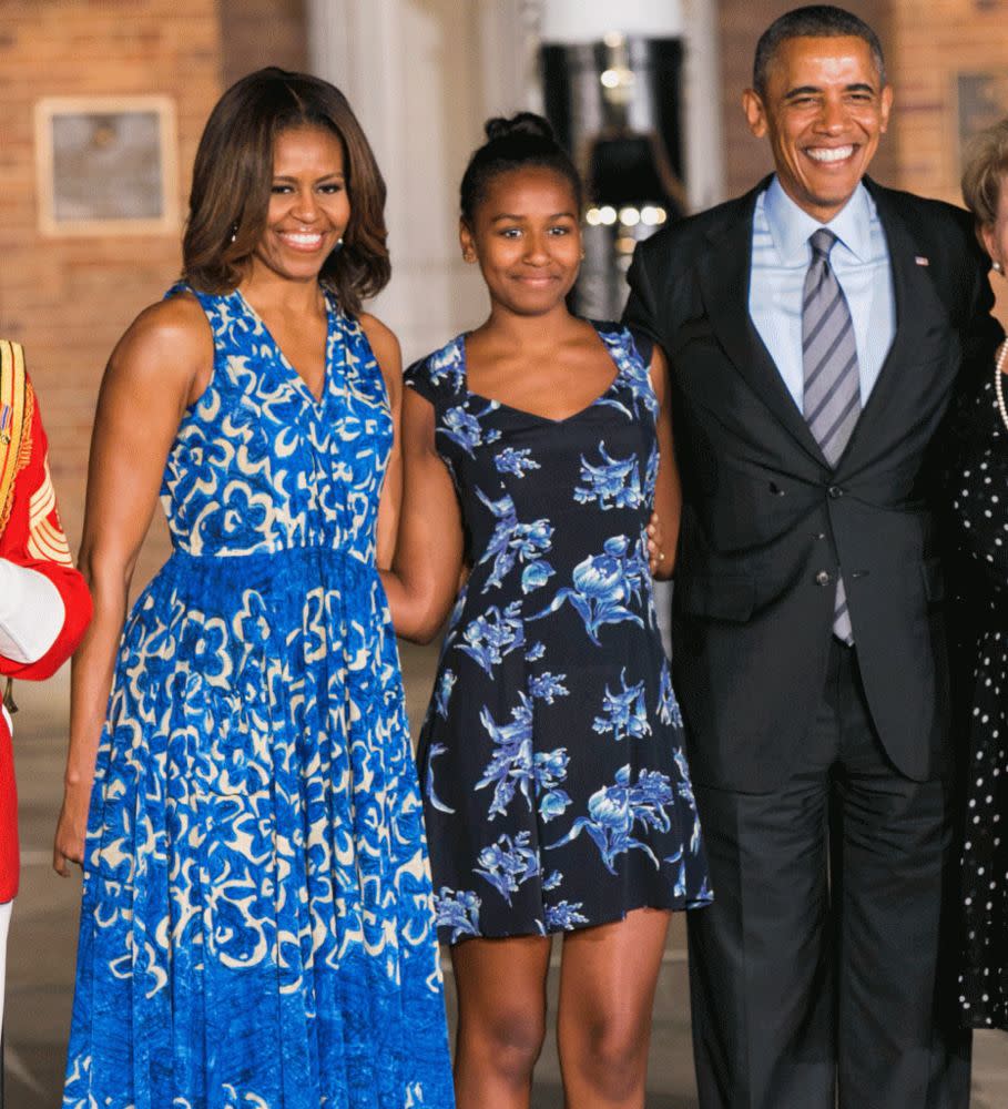 Michelle, Sasha and Barack Obama