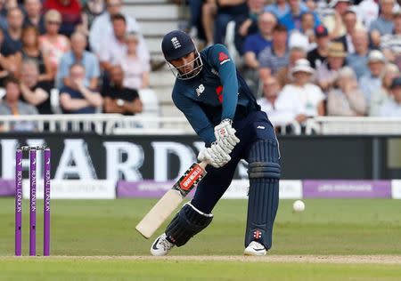 Cricket - England vs Australia - Third One Day International - Trent Bridge, Nottingham, Britain - June 19, 2018 England's Alex Hales hits a six to pass 444 runs Action Images via Reuters/Craig Brough