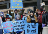 People gather during a federal workers protest rally at the Federal Building Thursday, Jan., 10, 2019, in Ogden, Utah. (AP Photo/Rick Bowmer)