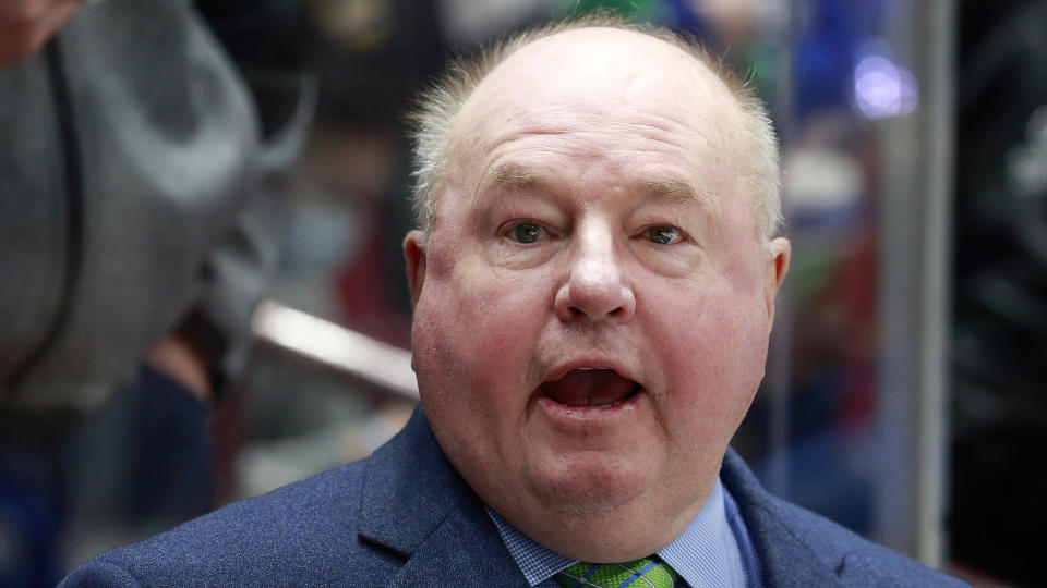 Canucks coach Bruce Boudreau was accused of not knowing NHL rules.  (Photo by Jeff Vinnick/NHLI via Getty Images)