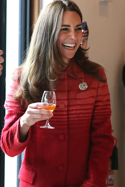 Kate Middleton in a Jonathan Saunders coat, which the designer said is 'good for business'